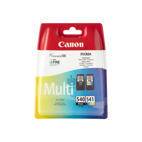 Canon PG-540  /  CL-541 Multipack - 2-pack - 8 ml - black, colour (cyan, magenta, yellow) - original - ink cartridge - for PIXMA MG3150, MG3510, MG3550, MG3650, MG4250, MX395, MX475, MX525, MX535, TS5150, TS5151 - 1