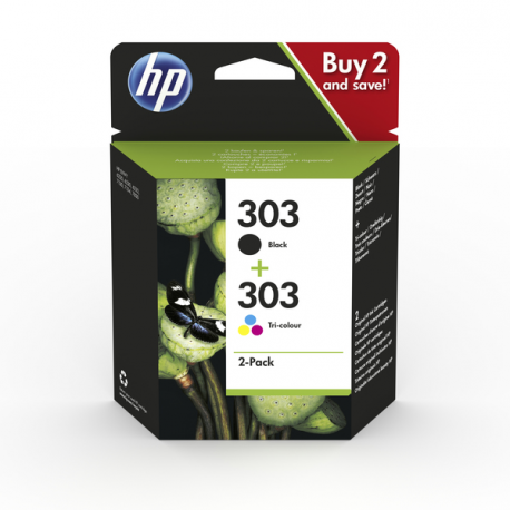 HP 303 - 2-pack - colour (cyan, magenta, yellow), pigmented black - original - ink cartridge - for ENVY Photo 62XX, Photo 71XX, Photo 78XX; ENVY Inspire 72XX, 79XX; Tango - 2