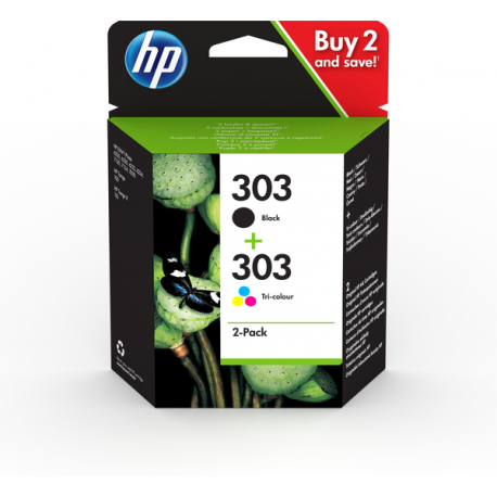 HP 303 - 2-pack - colour (cyan, magenta, yellow), pigmented black - original - ink cartridge - for ENVY Photo 62XX, Photo 71XX, Photo 78XX; ENVY Inspire 72XX, 79XX; Tango - 10