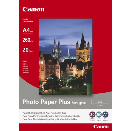 Canon Photo Paper Plus SG-201 - Semi-glossy - A4 (210 x 297 mm) - 260 g / m² - 20 sheet(s) photo paper - for PIXMA iP3680, MG8250, MP198, MP228, MP245, MP252, MP258, MP476, PRO-1, PRO-10, 100; S450 - 1