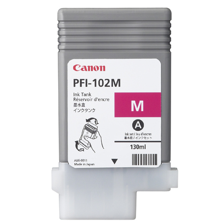 Canon PFI-102 M - 130 ml - magenta - original - ink tank - for imagePROGRAF iPF500, iPF510, IPF600, iPF605, iPF610, iPF700, iPF710, iPF720, LP17, LP24 - 1