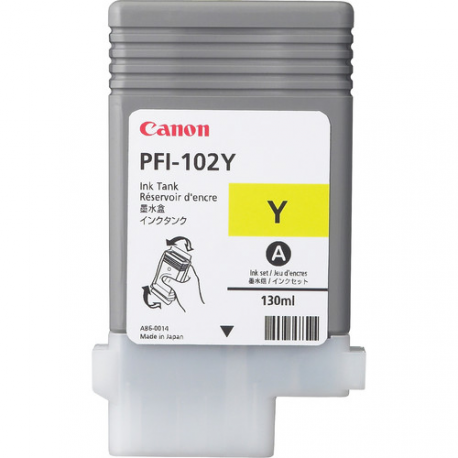 Canon PFI-102 Y - 130 ml - yellow - original - ink tank - for imagePROGRAF iPF510, iPF610, iPF650, iPF655, iPF720, iPF750, iPF755, iPF760, iPF765 - 1