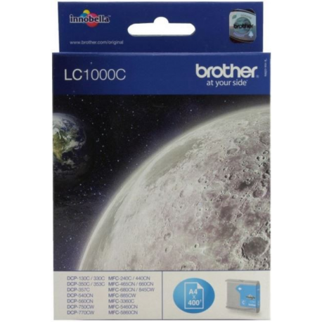 Brother LC1000C - Cyan - original - ink cartridge - for Brother DCP-350, 353, 357, 560, 750, 770, MFC-3360, 465, 5460, 5860, 660, 680, 845, 885 - 2