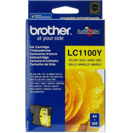 Brother LC1100Y - Yellow - original - ink cartridge - for Brother DCP-185, 385, 395, 585, J715, MFC-490, 5490, 5890, 5895, 6890, 790, 795, 990, J615 - 2