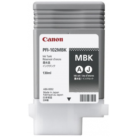 Canon PFI-102 MBK - 130 ml - matte black - original - ink tank - for imagePROGRAF iPF510, iPF610, iPF650, iPF655, iPF750, iPF755, iPF760, iPF765, LP17, LP24 - 0