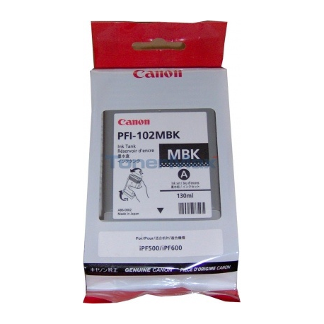Canon PFI-102 MBK - 130 ml - matte black - original - ink tank - for imagePROGRAF iPF510, iPF610, iPF650, iPF655, iPF750, iPF755, iPF760, iPF765, LP17, LP24 - 1