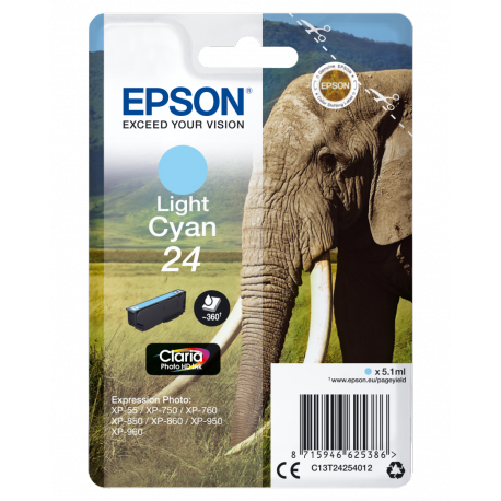 Epson 24 - 5.1 ml - light cyan - original - ink cartridge - for Expression Photo XP-55, 750, 760, 850, 860, 950, 960, 970; Expression Premium XP-750, 850 - 0