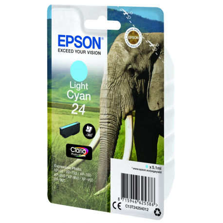 Epson 24 - 5.1 ml - light cyan - original - ink cartridge - for Expression Photo XP-55, 750, 760, 850, 860, 950, 960, 970; Expression Premium XP-750, 850 - 3