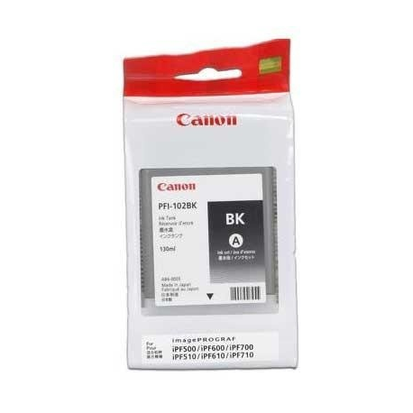 Canon PFI-102 BK - 130 ml - black - original - ink tank - for imagePROGRAF iPF510, iPF605, iPF650, iPF655, iPF710, iPF720, iPF750, iPF755, LP17, LP24 - 1