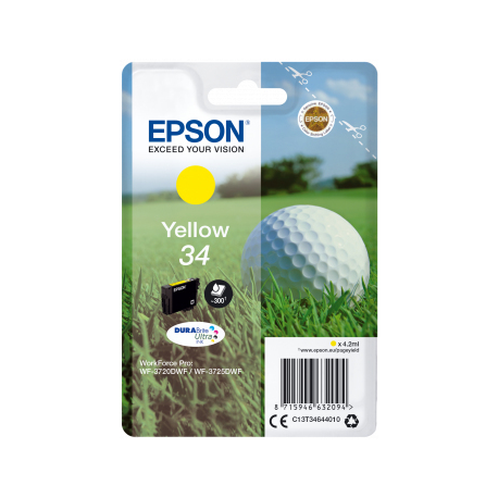 Epson 34 - 4.2 ml - yellow - original - ink cartridge - for WorkForce Pro WF-3720, WF-3720DWF, WF-3725DWF - 1