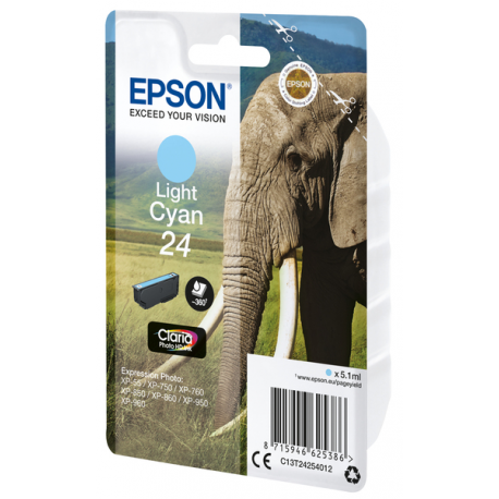 Epson 24 - 5.1 ml - light cyan - original - ink cartridge - for Expression Photo XP-55, 750, 760, 850, 860, 950, 960, 970; Expression Premium XP-750, 850 - 4