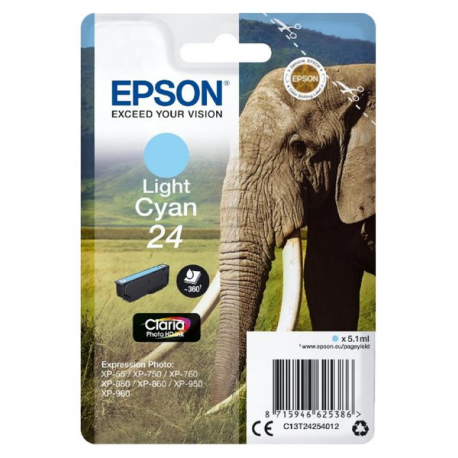 Epson 24 - 5.1 ml - light cyan - original - ink cartridge - for Expression Photo XP-55, 750, 760, 850, 860, 950, 960, 970; Expression Premium XP-750, 850 - 5