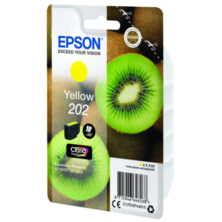 Epson 202 - 4.1 ml - yellow - original - ink cartridge - for Expression Premium XP-6000, XP-6005, XP-6100, XP-6105 - 3