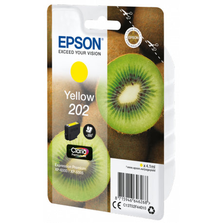 Epson 202 - 4.1 ml - yellow - original - ink cartridge - for Expression Premium XP-6000, XP-6005, XP-6100, XP-6105 - 5