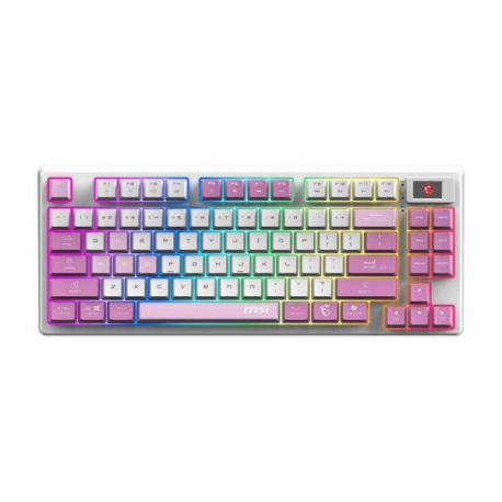 MSI FORGE GK600 - Keyboard - hot-swappable - TKL - backlit - wireless - Bluetooth, USB, 2.4 GHz - QWERTY - US - violet - 0