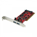 StarTech.com 2 Port PCI SuperSpeed USB 3.0 Adapter Card with SATA Power - Dual Port PCI USB 3 Controller Card (PCIUSB3S22) - USB adapter - PCI-X low profile - USB 3.0 x 2 - red - for P / N: S3510BMU33, S3510SMU33, ST7300USB3B, UNI251BMU33