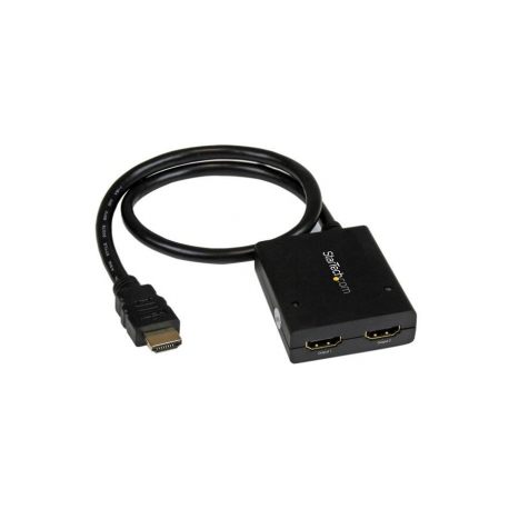 StarTech.com 4K HDMI Splitter 1 In 2 Out - 4K 30Hz HDMI 1.4 2 Port Video Splitter Box -with high speed HDMI cable, USB power cable - Black (ST122HD4KU) - Video / audio splitter - 2 x HDMI - desktop - for P / N: ST121SHD50, SVA5M3NEUA - 4