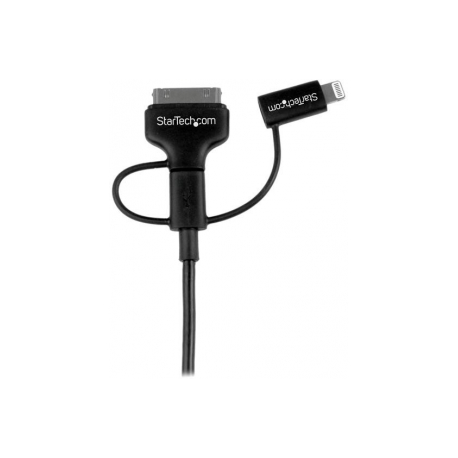 StarTech.com 1m 3 ft Black Apple 8-pin Lightning or 30-pin Dock Connector or Micro USB to USB Cable for iPhone iPod iPad - Charge & Sync (LTADUB1MB) - Charging  /  data cable - Apple Dock, Micro-USB Type B, Lightning male to USB male - 1 m - double shielded - black - for P / N: ST4CU424, ST4CU424EU, ST4CU424UK, ST8CU824 - 8