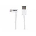 StarTech.com Angled Lightning to USB Cable - 2m (6ft) - White - Apple MFi Certified (USBLT2MWR) - Lightning cable - Lightning male to USB male - 2 m - double shielded - white - angled connector - for P / N: USB2PCARBK, USB2PCARBKS, USBLT2PCARW, USBUB2PCARB