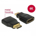 Delock Adapter High Speed HDMI with Ethernet - HDMI Mini-C male > HDMI-A female 4K - HDMI adapter - HDMI female to mini HDMI male - black - 4K support