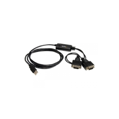 StarTech.com USB to Serial Adapter - 2 Port - COM Port Retention - FTDI - USB to RS232 Adapter Cable - USB to Serial Converter (ICUSB2322F) - Serial adapter - USB - RS-232 x 2 - black - 0