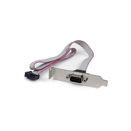 StarTech.com 1 Port 16in DB9 Serial Port BRacket to 10 Pin Header - Low Profile - low profile DB9 Header - DB9 bRacket (PLATE9M16LP) - Serial panel - DB-9 (M) to 10 PIN IDC (F) - 40.6 cm - grey - 4