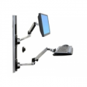 Ergotron LX Wall Mount System - Mounting kit (wall arm, mouse holder, 2 track covers, keyboard arm, 2 cable channels, wrist rest, wall track 10", wall track 34", CPU spacer, CPU and arm track mount bracket kits, medium CPU holder) - for LCD display  /  PC equipment (Constant Force motion) - polished aluminium - screen size: up to 32"