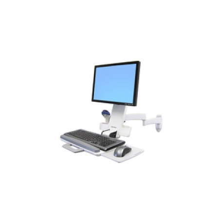 Ergotron 200 Series - Mounting kit (articulating arm, barcode scanner holder, keyboard tray with left / right mouse tray) - for LCD display  /  PC equipment - steel - white - screen size: up to 24" - wall-mountable - 0