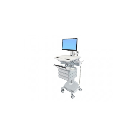 Ergotron StyleView - Cart - for LCD display  /  PC equipment (open architecture) - medical - plastic, aluminium, zinc-plated steel - grey, white, polished aluminium - screen size: up to 24" - output: AC 230 V - 40 Ah - lithium - TAA Compliant - 0
