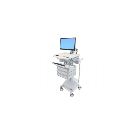 Ergotron StyleView - Cart - for LCD display  /  PC equipment (open architecture) - medical - aluminium, zinc-plated steel, high-grade plastic - grey, white, polished aluminium - screen size: up to 24" - output: AC 230 V - 66 Ah - Lead Acid - TAA Compliant - 0
