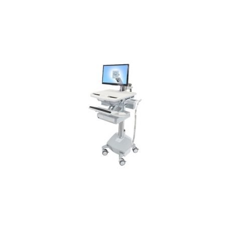 Ergotron StyleView - Cart (charge only) - for LCD display  /  PC equipment (open architecture) - medical - aluminium, zinc-plated steel, high-grade plastic - grey, white, polished aluminium - screen size: up to 24" - output: AC 230 V - 40 Ah - lithium - TAA Compliant - 0