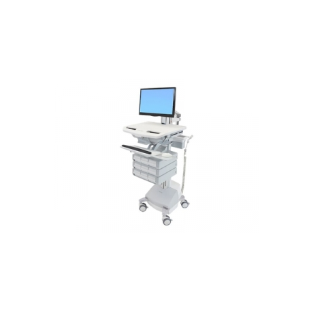 Ergotron StyleView - Cart - for LCD display  /  PC equipment (open architecture) - medical - plastic, aluminium, zinc-plated steel - grey, white, polished aluminium - screen size: up to 24" - output: AC 230 V - 66 Ah - Lead Acid - TAA Compliant - 0