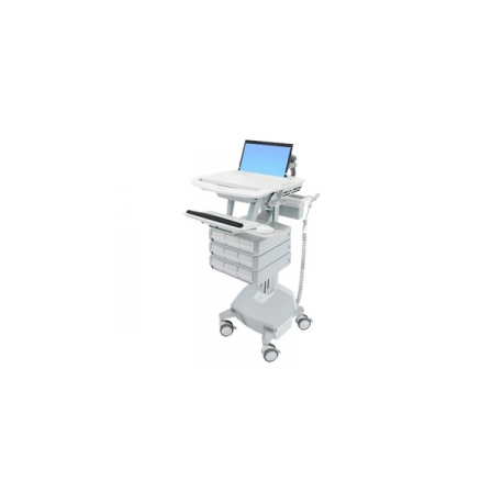 Ergotron StyleView - Cart - for notebook  /  keyboard  /  mouse (open architecture) - medical - aluminium, zinc-plated steel, high-grade plastic - grey, white, polished aluminium - screen size: 17.3" wide - output: AC 230 V - 40 Ah - lithium iron phosphate - TAA Compliant - 0