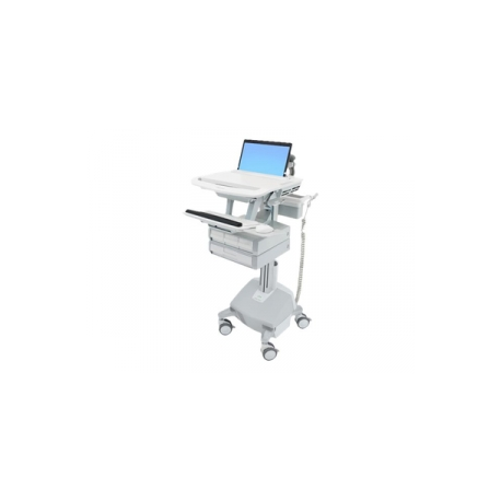 Ergotron StyleView - Cart - for notebook  /  keyboard  /  mouse (open architecture) - medical - aluminium, zinc-plated steel, high-grade plastic - grey, white, polished aluminium - screen size: 17.3" wide - output: AC 230 V - 40 Ah - lithium iron phosphate - TAA Compliant - 0