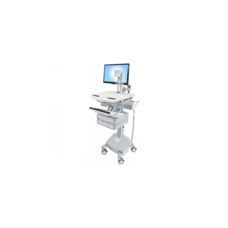 Ergotron StyleView - Cart - for LCD display  /  PC equipment (open architecture) - medical - plastic, aluminium, zinc-plated steel - grey, white, polished aluminium - screen size: up to 24" - output: AC 230 V - 40 Ah - lithium - TAA Compliant - 0