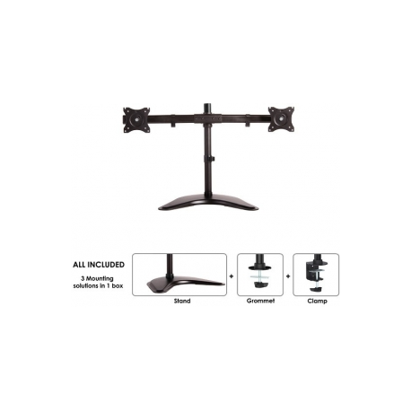 Neomounts by Newstar Select NM-D335D - Stand - for 2 LCD displays (full-motion) - black - screen size: 10"-27" - desktop stand, clamp mountable, grommet, desk-mountable - 5