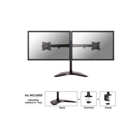 Neomounts by Newstar Select NM-D335D - Stand - for 2 LCD displays (full-motion) - black - screen size: 10"-27" - desktop stand, clamp mountable, grommet, desk-mountable - 12