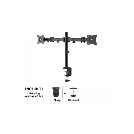 Neomounts by Newstar Select NM-D135D - Mounting kit - for 2 LCD displays (full-motion) - black - screen size: 10"-27" - clamp mountable, grommet, desk-mountable - 7