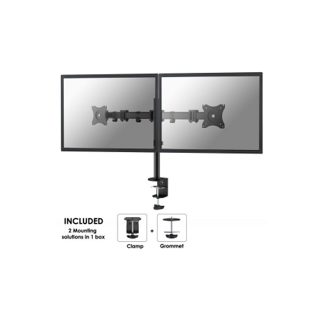 Neomounts by Newstar Select NM-D135D - Mounting kit - for 2 LCD displays (full-motion) - black - screen size: 10"-27" - clamp mountable, grommet, desk-mountable - 8
