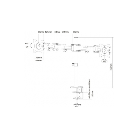 Neomounts by Newstar Select NM-D135D - Mounting kit - for 2 LCD displays (full-motion) - black - screen size: 10"-27" - clamp mountable, grommet, desk-mountable - 11