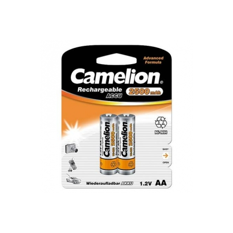 Camelion Rechargeable Batteries Ni-MH (NH-AA2500BP2) R06 AA, 2500 mAh, 2-pack, + battery cases for 4 batteries