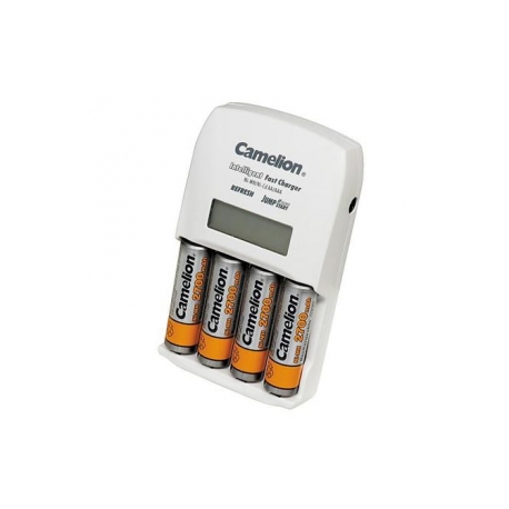 Camelion Ultra Fast Charger BC-0907, Chargers 1-4 AA/AAA Ni-MH/Ni-Cd batteries/Car Plug Adapter/Easy To Read LCD Display/4 Indep
