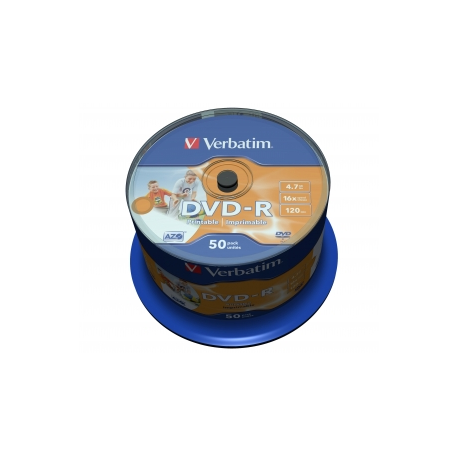 Verbatim - 50 x DVD-R - 4.7 GB 16x - wide photo printable surface - spindle - 1