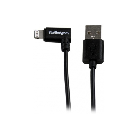 StarTech.com 2m 6ft Angled Black Apple 8-pin Lightning to USB Cable for iPhone iPod iPad - Angled Lightning Cable - Charge & Sync - 2 m (USBLT2MBR) - Lightning cable - Lightning male to USB male - 2 m - double shielded - black - angled connector - for P / N: ARMTBLTIW, SECTBLTDT, SECTBLTPOS, STNDTBLT1A5T, STNDTBLT1FS, STNDTBLTMOB - 6
