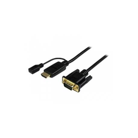 StarTech.com HDMI to VGA Cable - 6ft 2m - 1080p - Active Conversion - HDMI to VGA Adapter Cable for Your VGA Monitor  /  Display (HD2VGAMM6) - Adapter cable - HDMI, Micro-USB Type B (power only) to HD-15 (VGA) male - 2 m - black - active, 1920 x 1200 (WUXGA) support - for P / N: MST30C2DPPD - 0