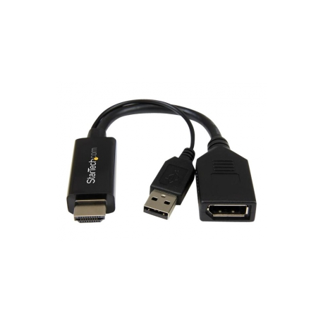StarTech.com 4K 30Hz HDMI to DisplayPort Video Adapter w /  USB Power - 6 in - HDMI 1.4 (Male) to DP 1.2 (Female) Active Monitor Converter (HD2DP) - Adapter cable - HDMI, USB (power only) male to DisplayPort female - 25.5 cm - black - active, 4K30Hz (3840 x 2160) support - for P / N: SV211HDUC, SV221HUC4K - 1