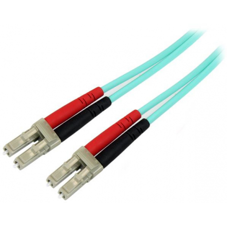 StarTech.com Aqua OM4 Duplex Multimode Fiber - 16 ft  /  5m - 100 Gb - 50 / 125 - OM4 Fiber - LC to LC Fiber Patch Cable (450FBLCLC5) - Network cable - LC multi-mode (M) to LC multi-mode (M) - 5 m - fibre optic - duplex - 50  /  125 micron - OM4 - aqua - 0