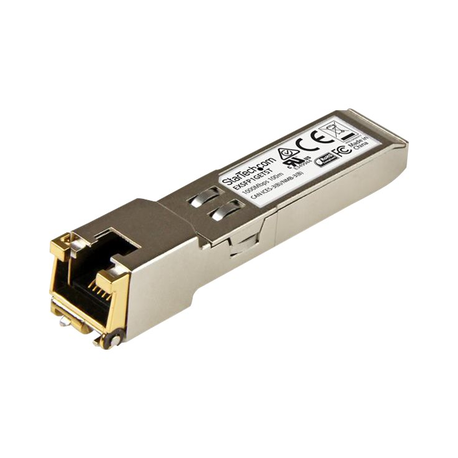 StarTech.com Juniper EX-SFP-1GE-T Compatible SFP Module, 1000BASE-T, SFP to RJ45 Cat6 / Cat5e, 1GE Gigabit Ethernet SFP, RJ-45 (Copper) 100m, 1Gbps / 1000Mbps Mini GBIC Transceiver SFP Module - Lifetime Warranty (EXSFP1GETST) - SFP (mini-GBIC) transceiver module (equivalent to: Juniper EX-SFP-1GE-T) - GigE - 1000Base-T - RJ-45 - up to 100 m - 0