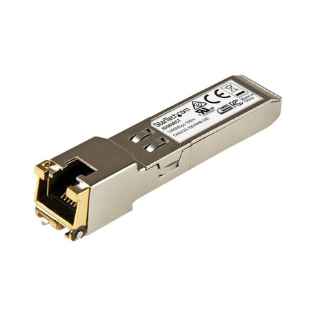 StarTech.com HPE JD089B Compatible SFP Module, 1000BASE-T, SFP to RJ45 Cat6 / Cat5e, 1GE Gigabit Ethernet SFP, RJ-45 (Copper) 100m, HPE 5820AF, 12500, 5500, 1Gbps Mini GBIC Transceiver SFP - Lifetime Warranty (JD089BST) - SFP (mini-GBIC) transceiver module (equivalent to: HP JD089B) - GigE - 1000Base-T - RJ-45 - up to 100 m - 3