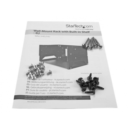 StarTech.com 4U Open Frame Wall Mount Network Rack w /  Built in Shelf - 2-Post Adjustable Depth (12" to 18") Equipment Rack - 75.2lbs (WALLSHELF4U) - Rack (wall mount) - black - 4U - 19" - for P / N: CABSCRWS1032 - 6